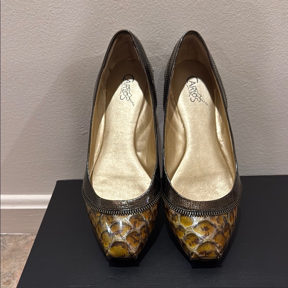 Carlos Santana Python Flats with Zipper Detail EUC